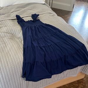 Hill House Deep Blue Ruffled Nap Dress
